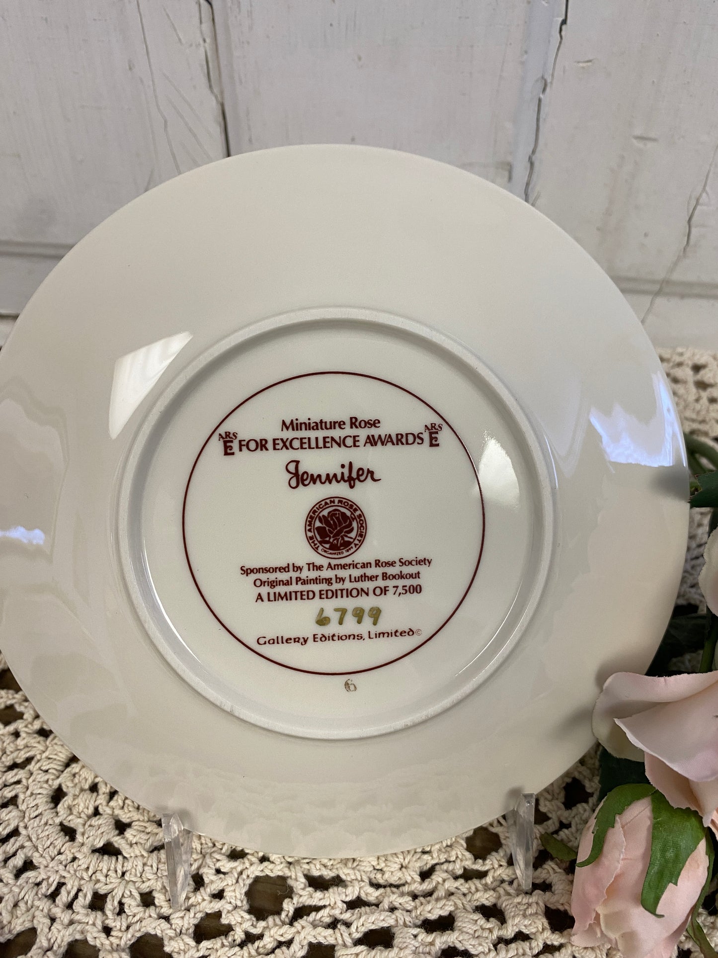 AMERICAN ROSE SOCIETY PLATE - JENNIFER