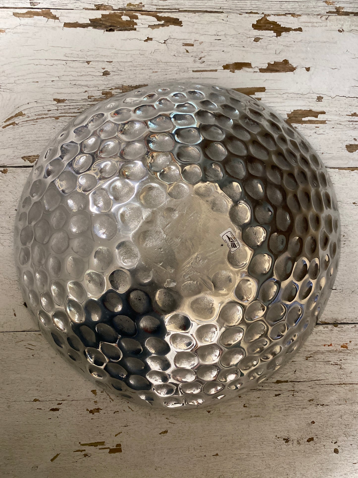 LARGE HAMMERED SILVER BOWL