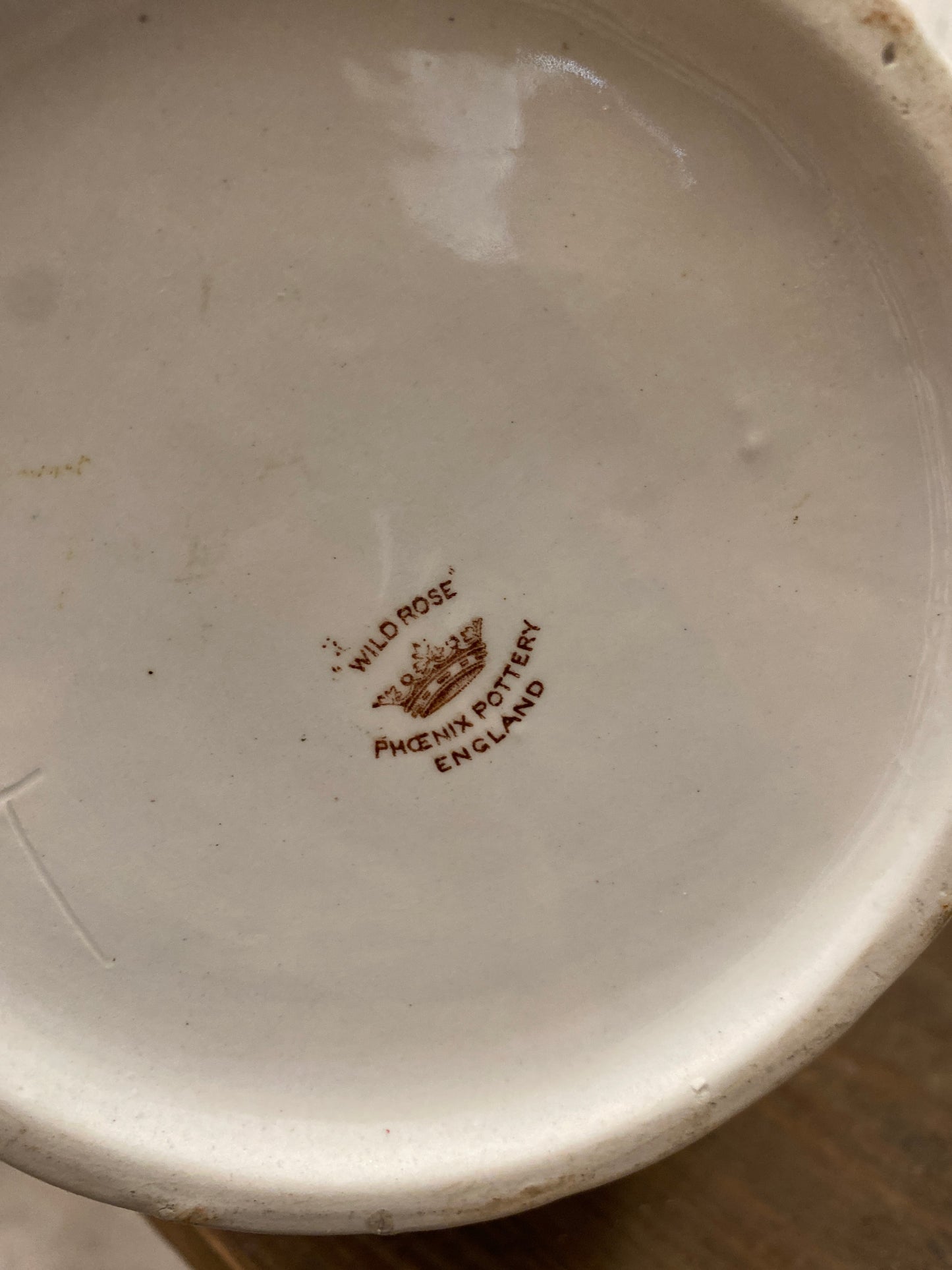 BROWN TRANSFER WARE PITCHER - WILD ROSE