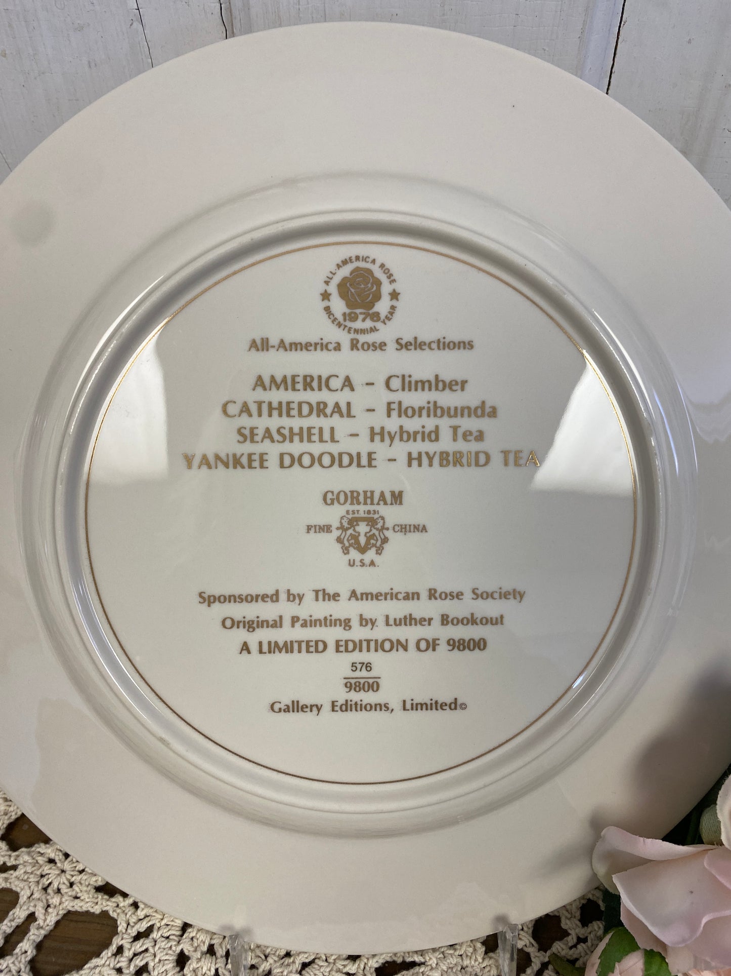 GORHAM ROSE PLATE - AMERICA 1976