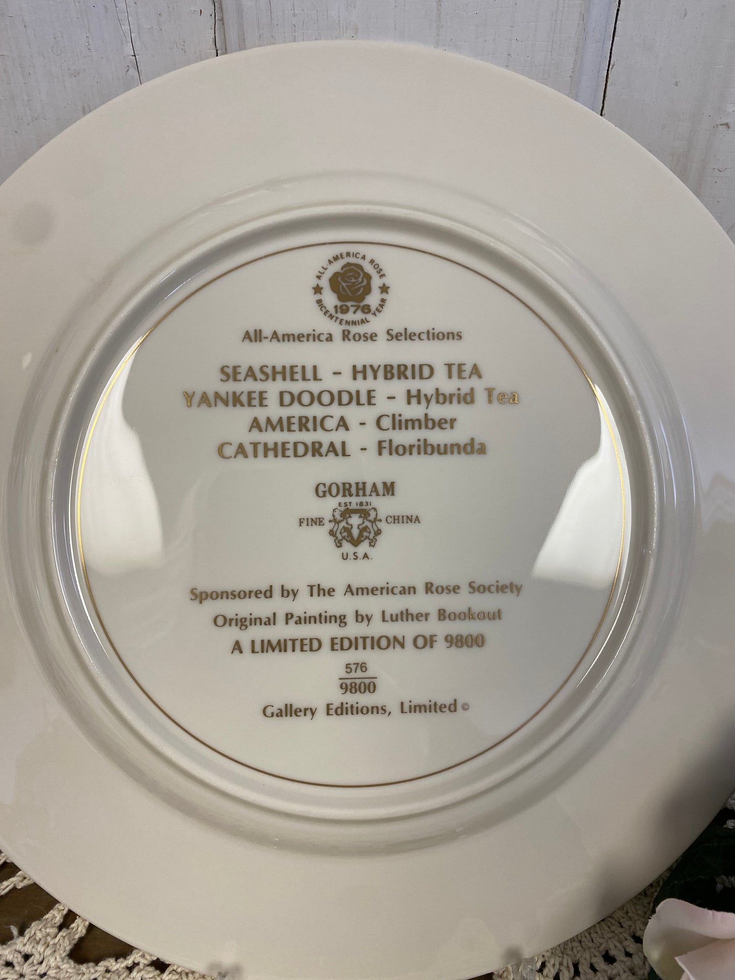 GORHAM ROSE PLATE - SEASHELL 1976