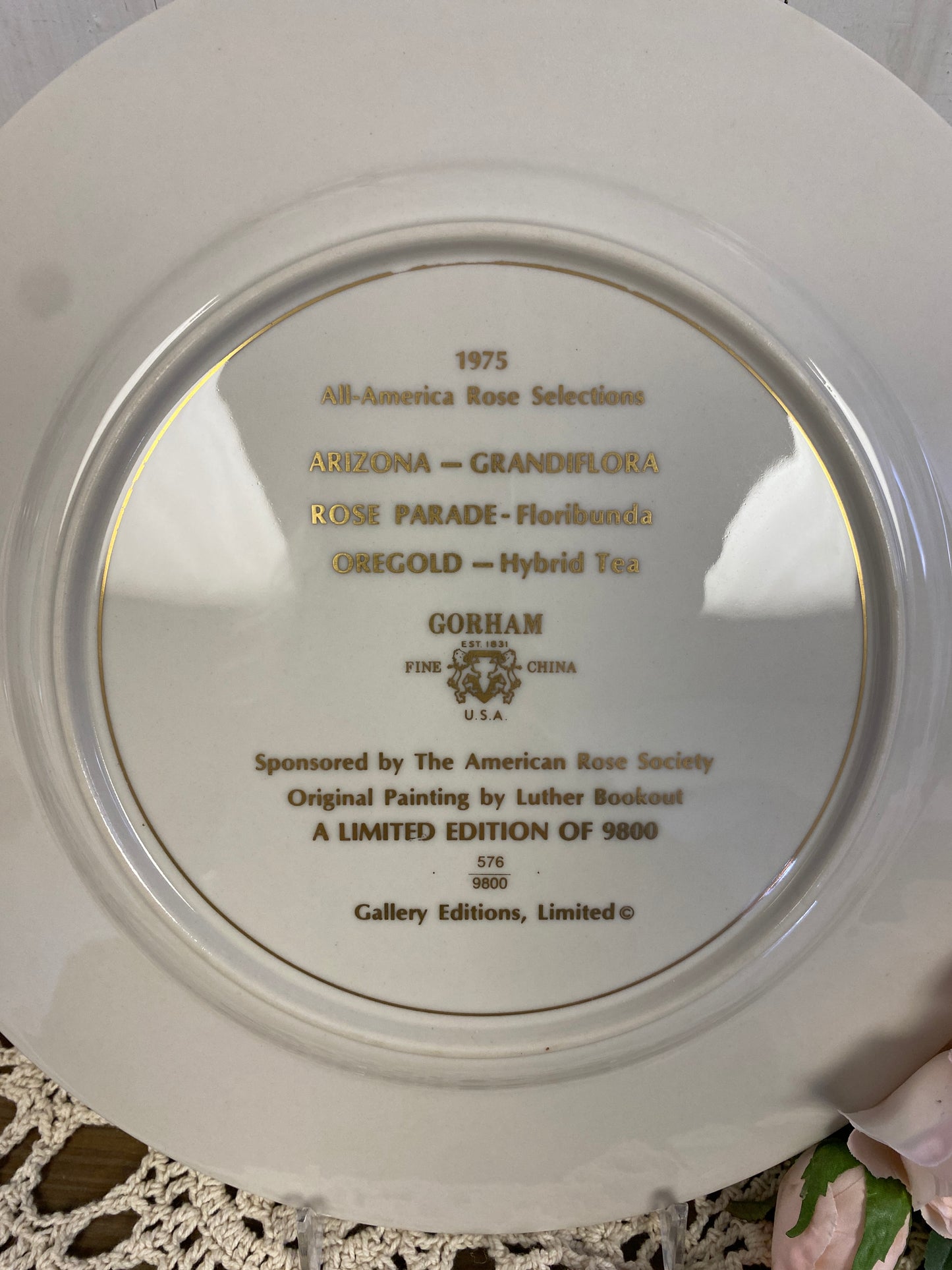 GORHAN ROSE PLATE - ARIZONA 1975