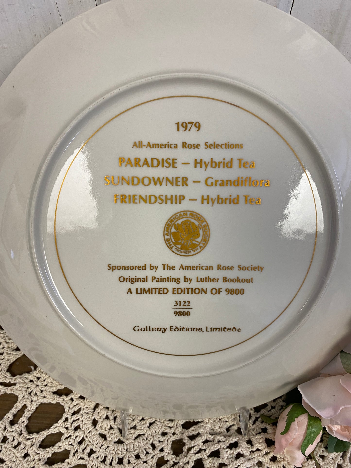 GORHAM ROSE PLATE - PARADISE 1979