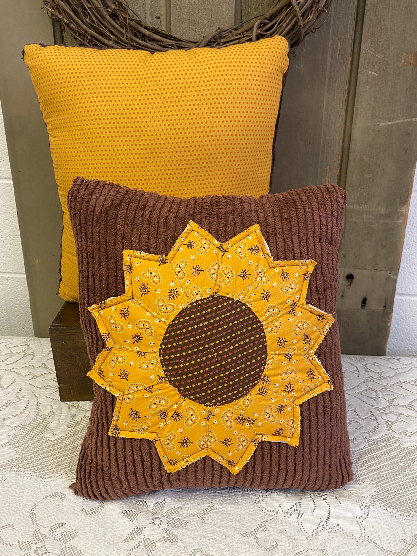 CALICO SUNFLOWER PILLOW