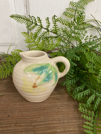 CREAMER WITH GREEN BLUE LEAF MOTIF