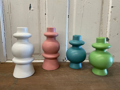 WHITE CERAMIC CANDLE HOLDER