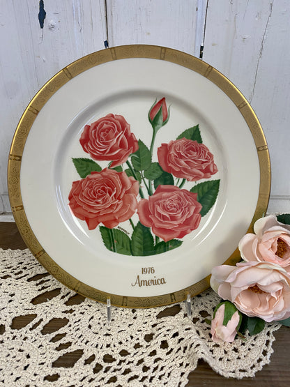 GORHAM  ROSE PLATE - AMERICA 1976
