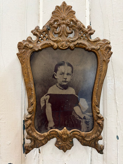 TIN PHOTO IN GOLD FRAME