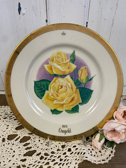 GORHAM ROSE PLATE - OREGOLD 1975