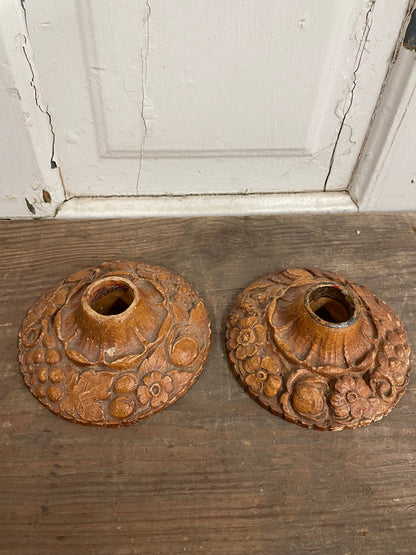 PAIR BURLWOOD CANDLESTICK HOLDERS