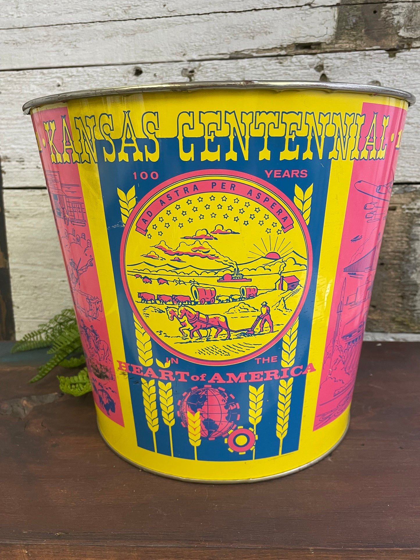 METAL KANSAS WASTEBASKET