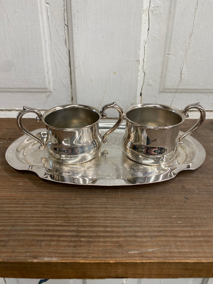 SET OF 3 SUGAR, CREAMER, TRAY
