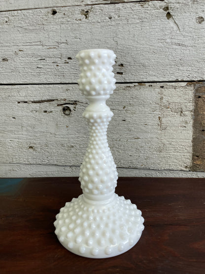 FENTON HOBNAIL MILK GLASS CANDLE HOLDER