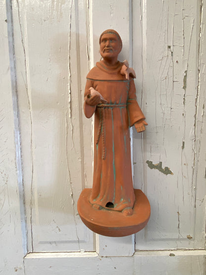 ST. FRANCIS TERRA COTTA BIRD FEEDER