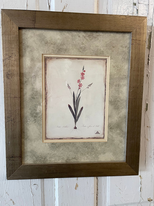 PINK FLOWERS IN TAN FRAME