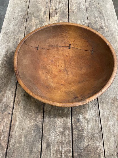 PRIMITIVE WOOD BOWL REPAIRED
