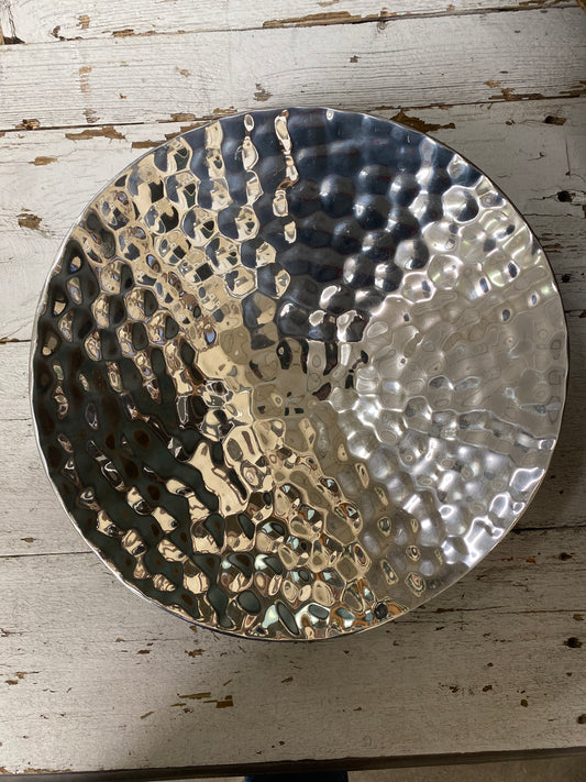 LARGE HAMMERED SILVER BOWL