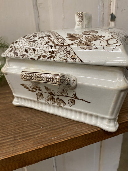 BROWN TRANSFER WARE SQUARE DISH