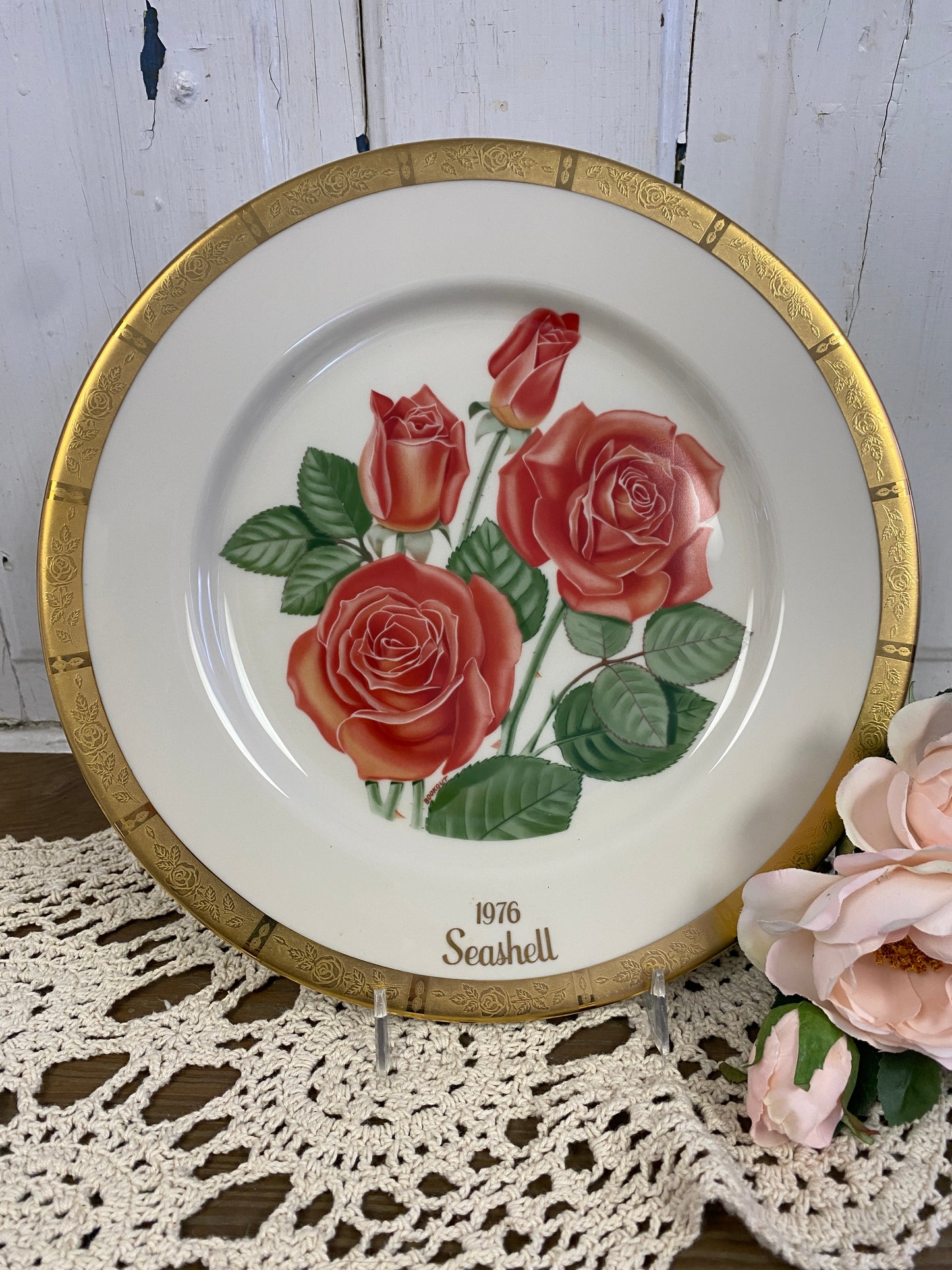 GORHAM ROSE PLATE - SEASHELL 1976