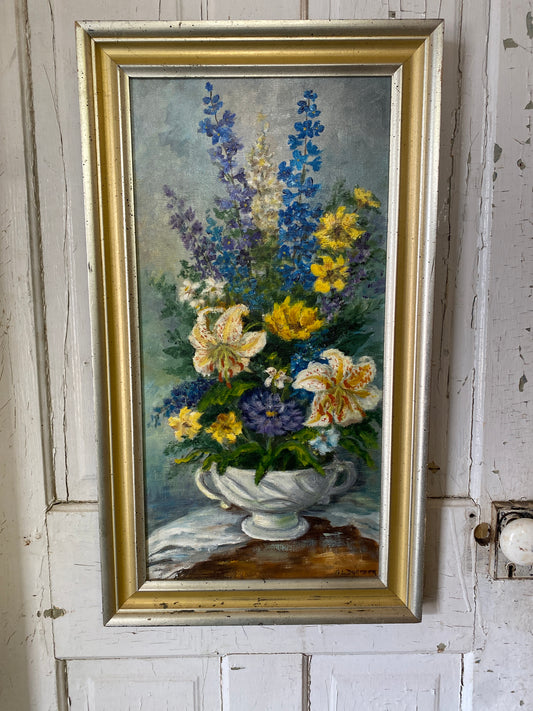 PAINTING YELLOW AND BLUE FLOWERS