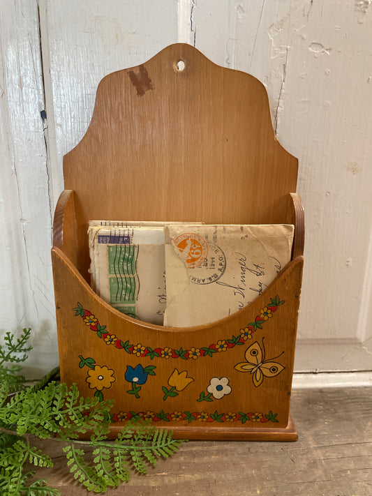 FOLK ART MAIL HOLDER