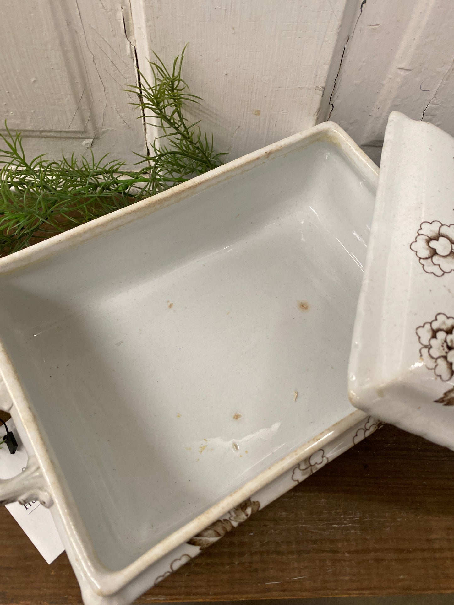 BROWN TRANSFER WARE SQUARE DISH