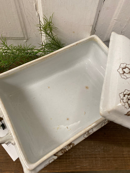 BROWN TRANSFER WARE SQUARE DISH
