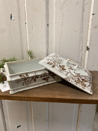 BROWN TRANSFER WARE SQUARE DISH