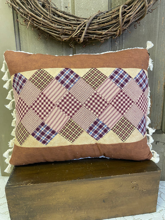 BROWN PLAID PILLOW