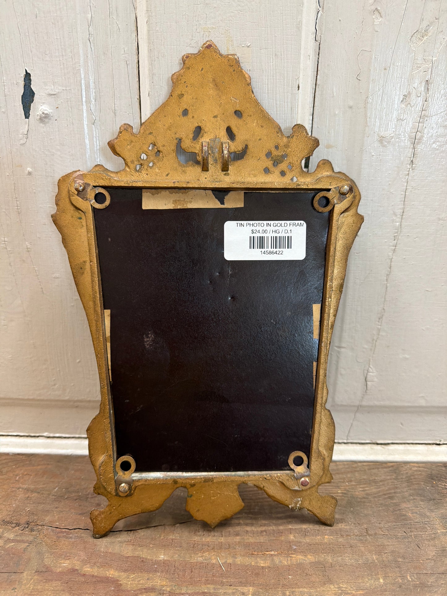 TIN PHOTO IN GOLD FRAME