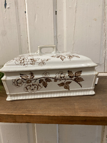 BROWN TRANSFER WARE SQUARE DISH
