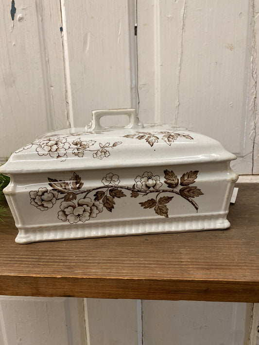 BROWN TRANSFER WARE SQUARE DISH