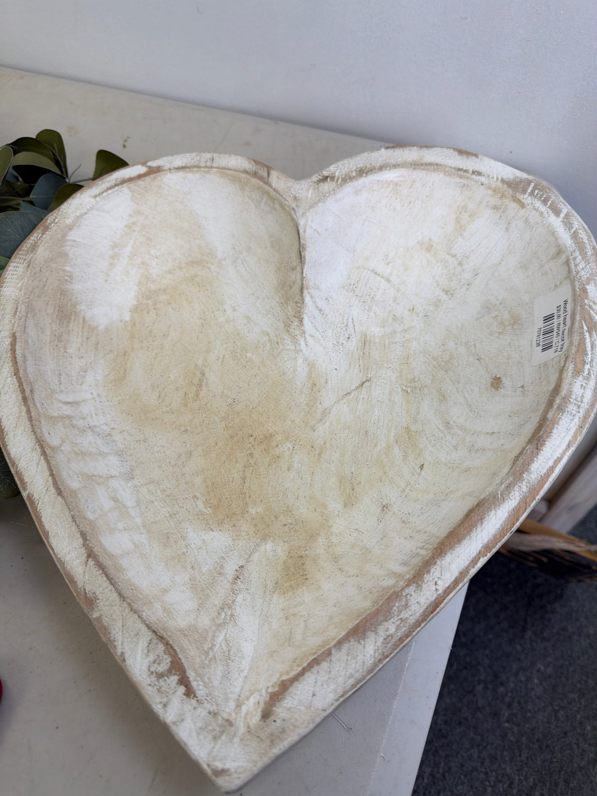 Wood heart decor tray