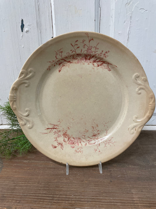 IRONSTONE PLATE - RED TRANSFER WARE