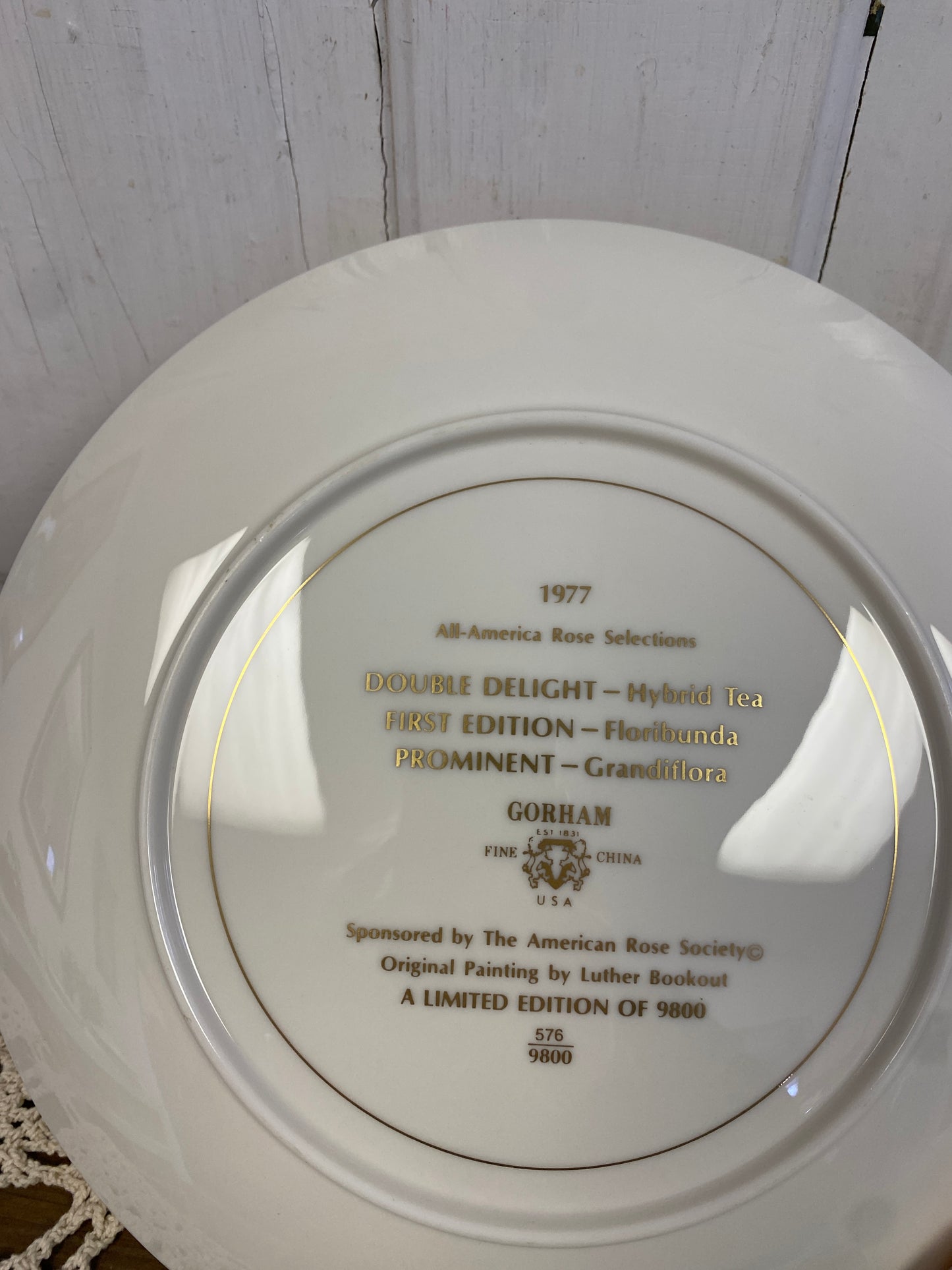 GORHAM ROSE PLATE - DOUBLE DELIGHT