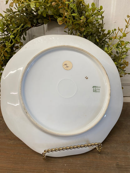 BAVARIA GREEN YELLOW ROSE PLATE