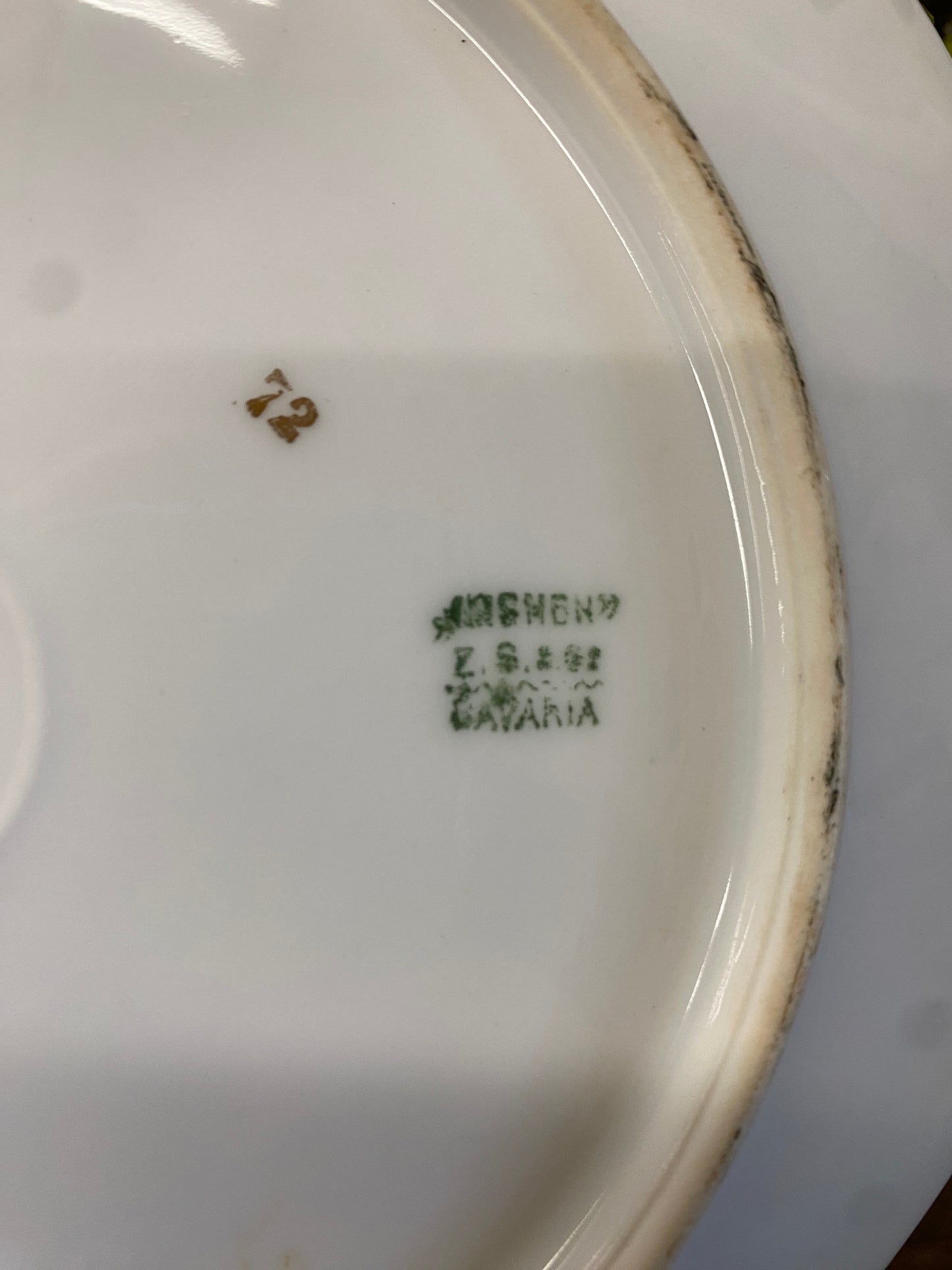 BAVARIA GREEN YELLOW ROSE PLATE