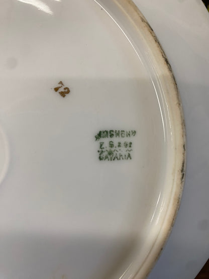 BAVARIA GREEN YELLOW ROSE PLATE