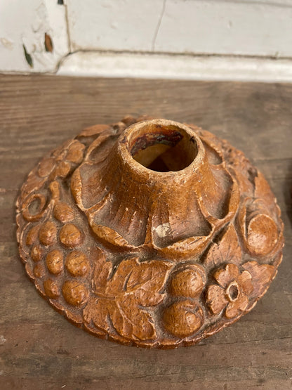 PAIR BURLWOOD CANDLESTICK HOLDERS