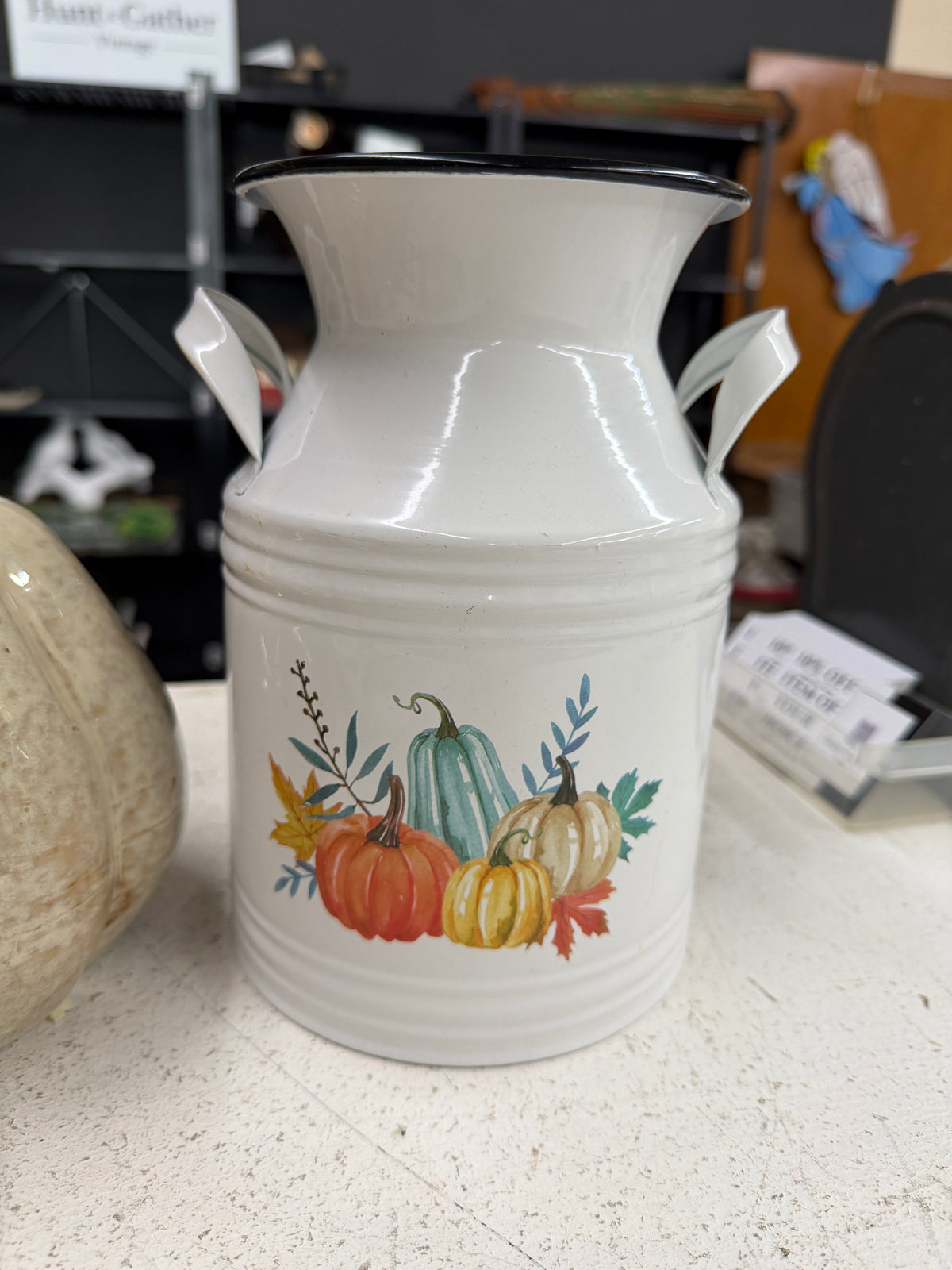 Pumpkin Metal Milk Can
