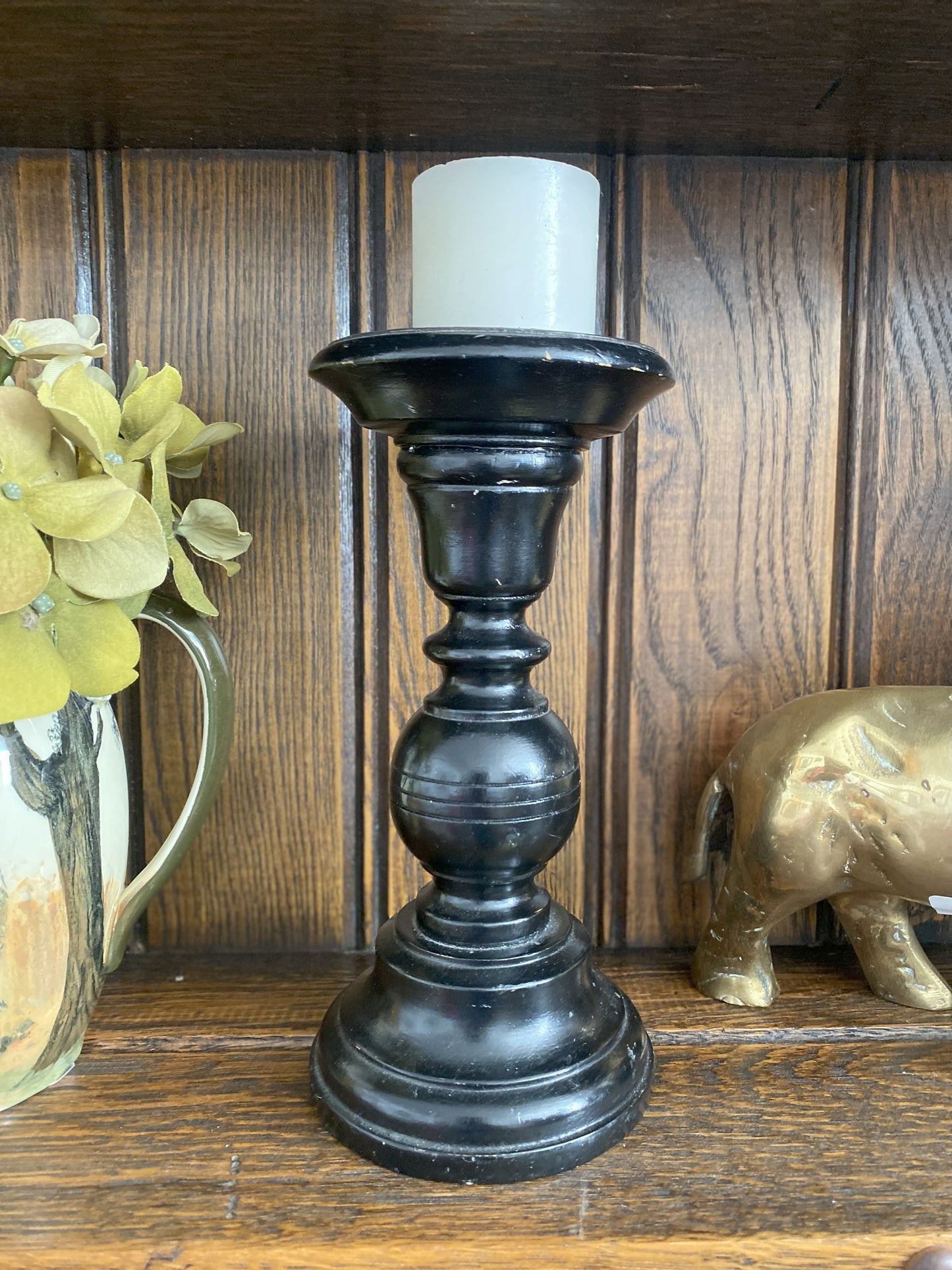 Dark Brown/Black Pedestal Candlestick